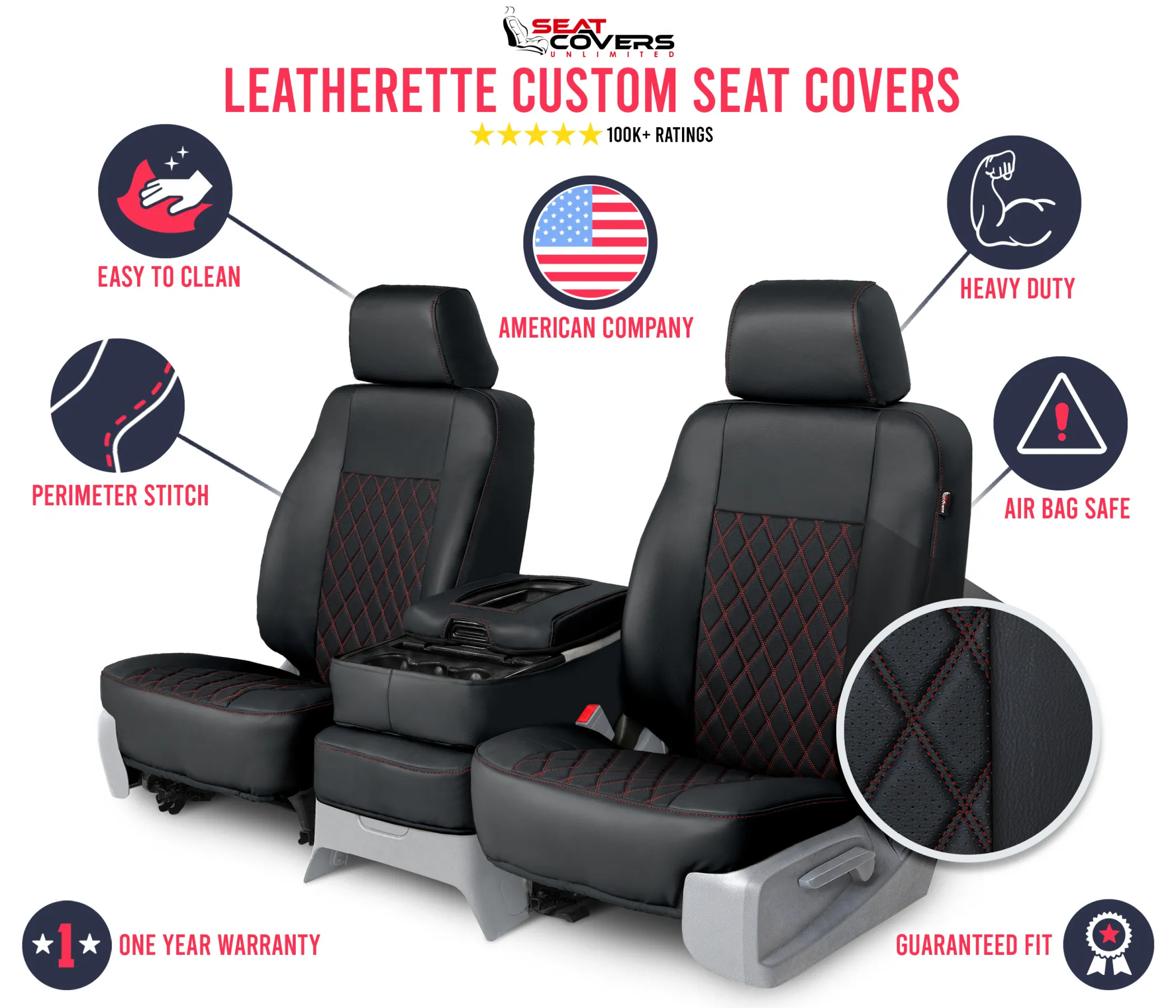 Leatherette - Quilted Custom Seat Covers - Image 24